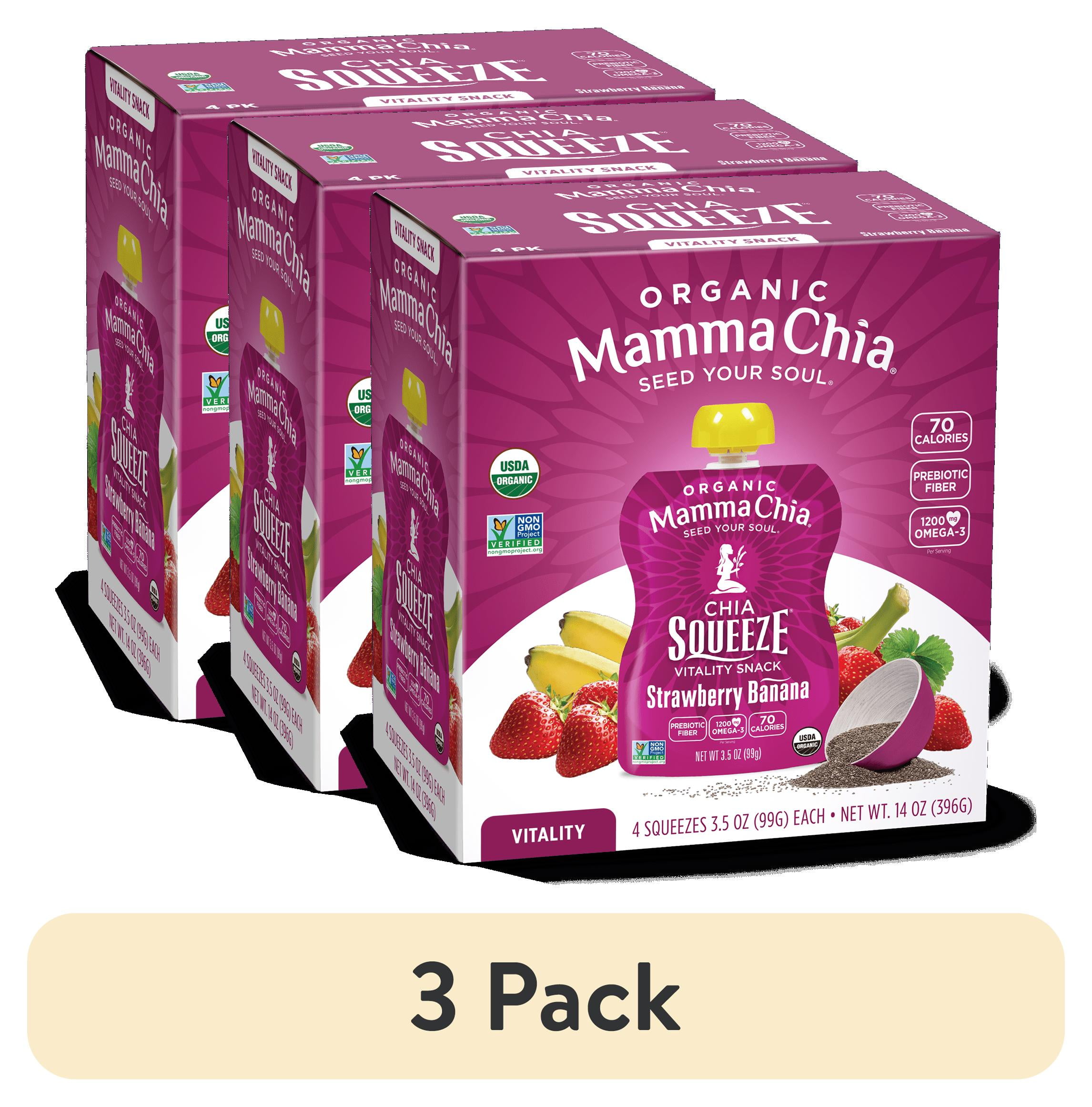 (3 pack) Mamma Chia Squeeze Vitality Snack, Strawberry Banana, 3.5 Oz