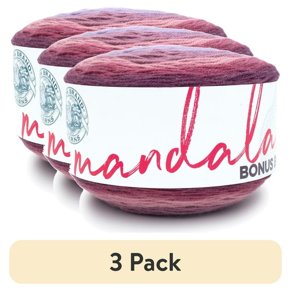 (3 pack) Lion Brand Yarn Mandala Bonus Bundle Golem 125-266H Acrylic Light DK 1181yd 10.5oz Yarn