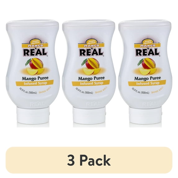 (3 pack) Mango Real Mango Puree Infused Syrup, 16.9 Fl Oz