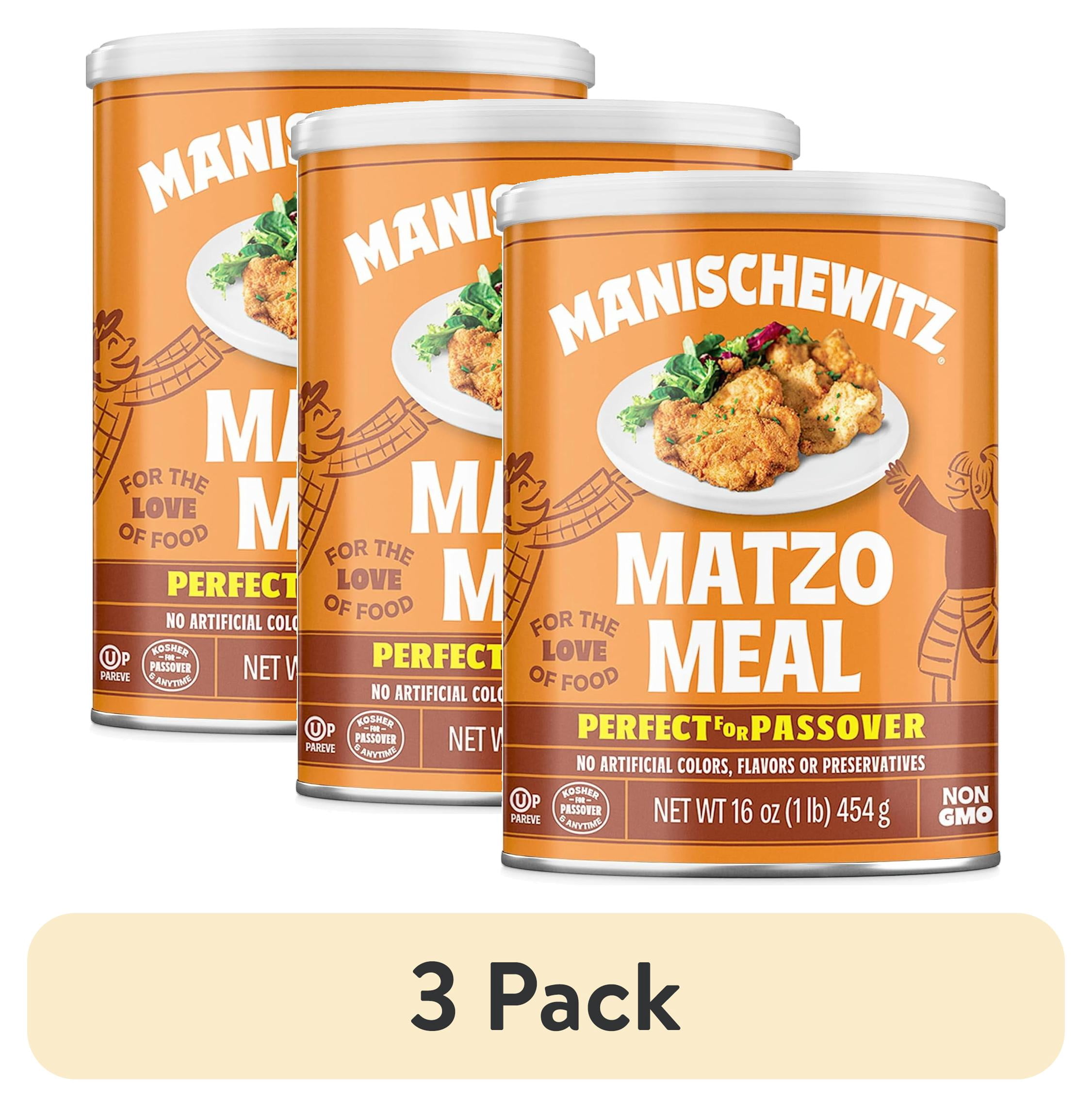 (3 pack) Manischewitz Matzo Meal Passover Canister, 16 Ounce