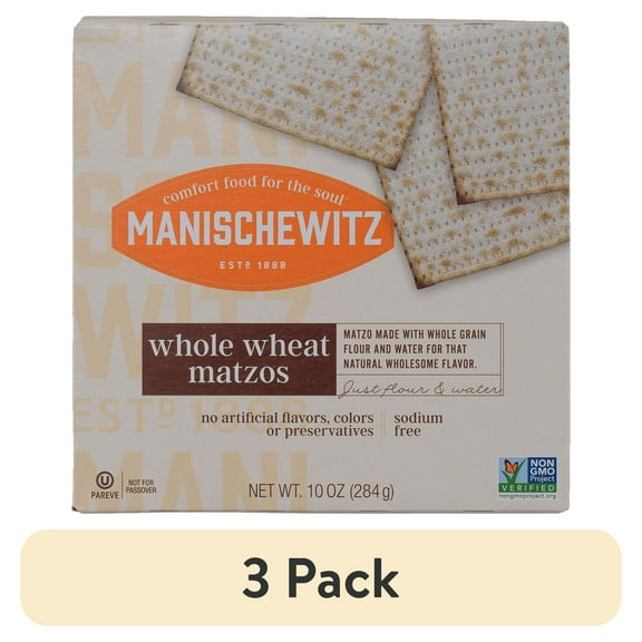 (3 pack) Manischewitz Whole Wheat Matzo, 10 Oz.