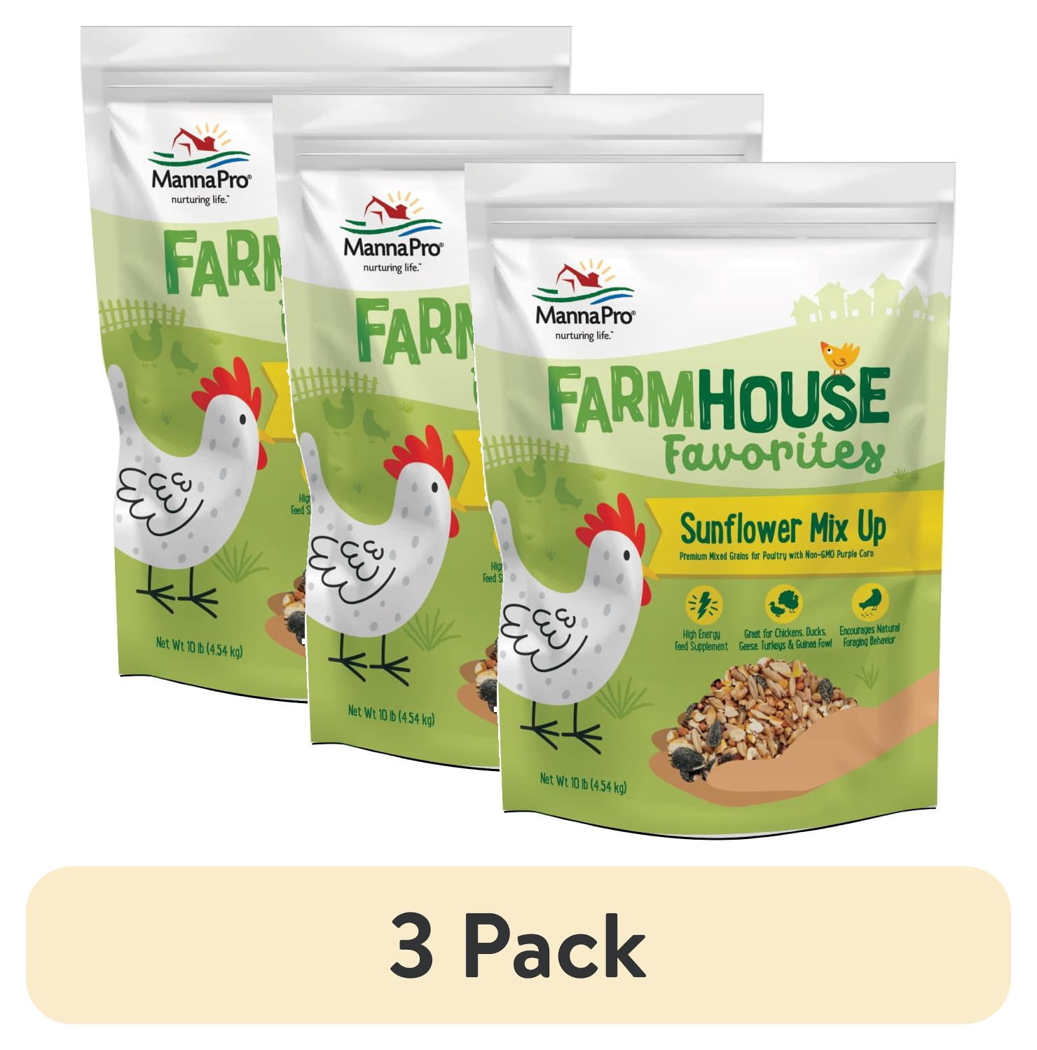 (3 pack) Manna Pro Farmhouse Favorites Chicken Treats - Sunflower Mix up - 1 Bag -10lb.