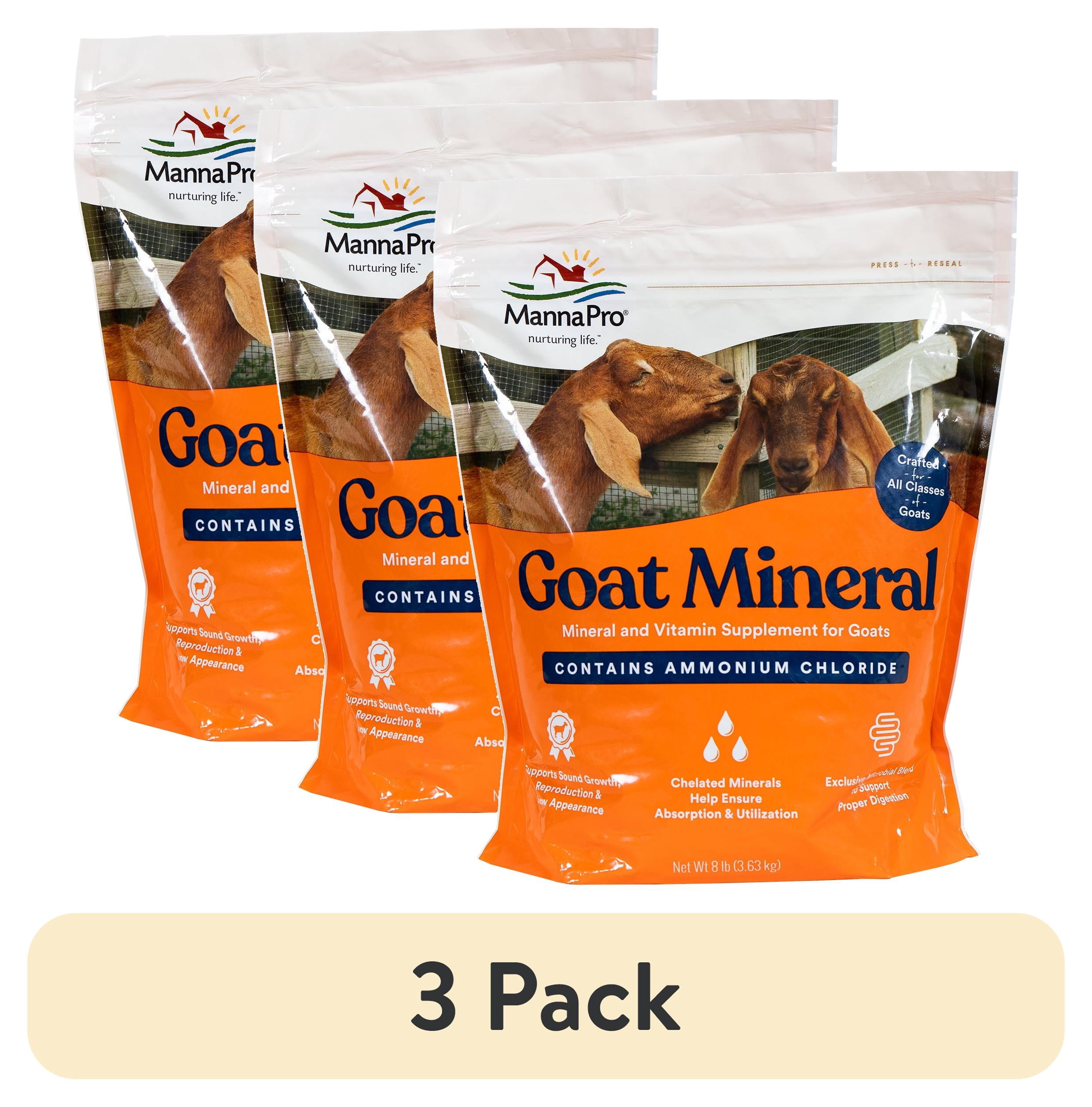 (3 pack) Manna Pro Goat Mineral Supplement, for All Classes of Goats, 8 lbs