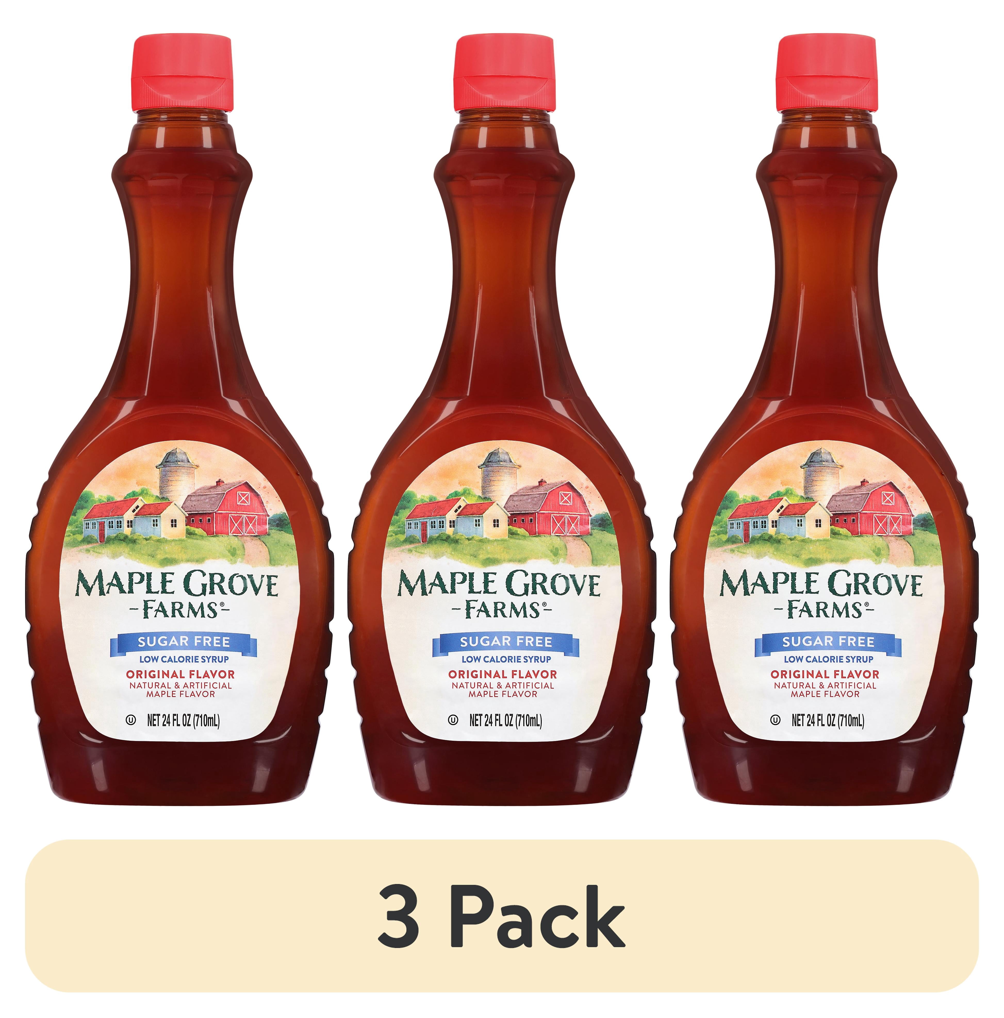 (3 pack) Maple Grove Farms Sugar Free Maple Flavor Syrup, Low Calorie Syrup, Gluten-Free, 24 fl oz Bottle