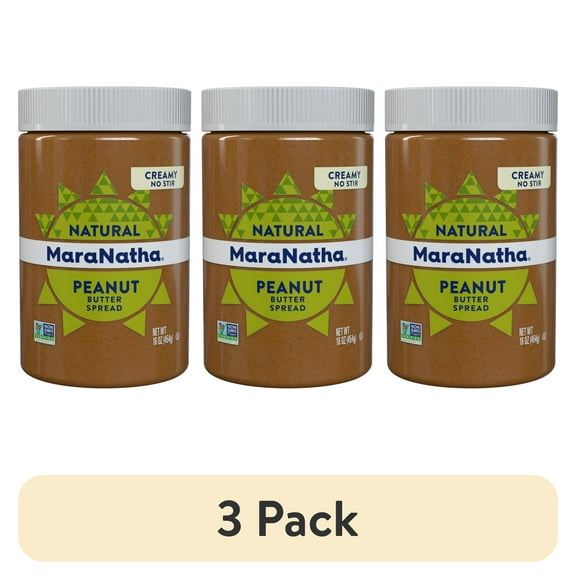 (3 pack) MaraNatha Natural Creamy Peanut Butter Spread, 16 oz