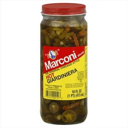 (3 pack) Marconi Original Chicago Style Hot Giardiniera, Shelf-Stable, 16 fl oz Jar