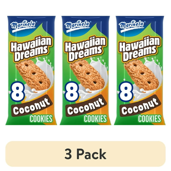 (3 pack) Marinela Hawaiian Dreams Coconut Cookies, 2.54 oz, Cookies, Bag