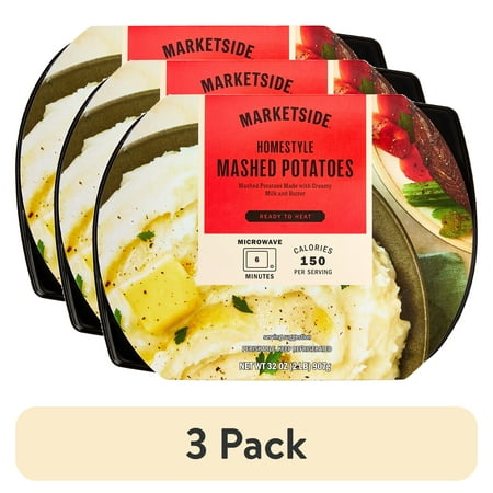 (3 pack) Marketside Ready To Heat Homestyle Mashed Potatoes Tray, Family Size, 32 oz