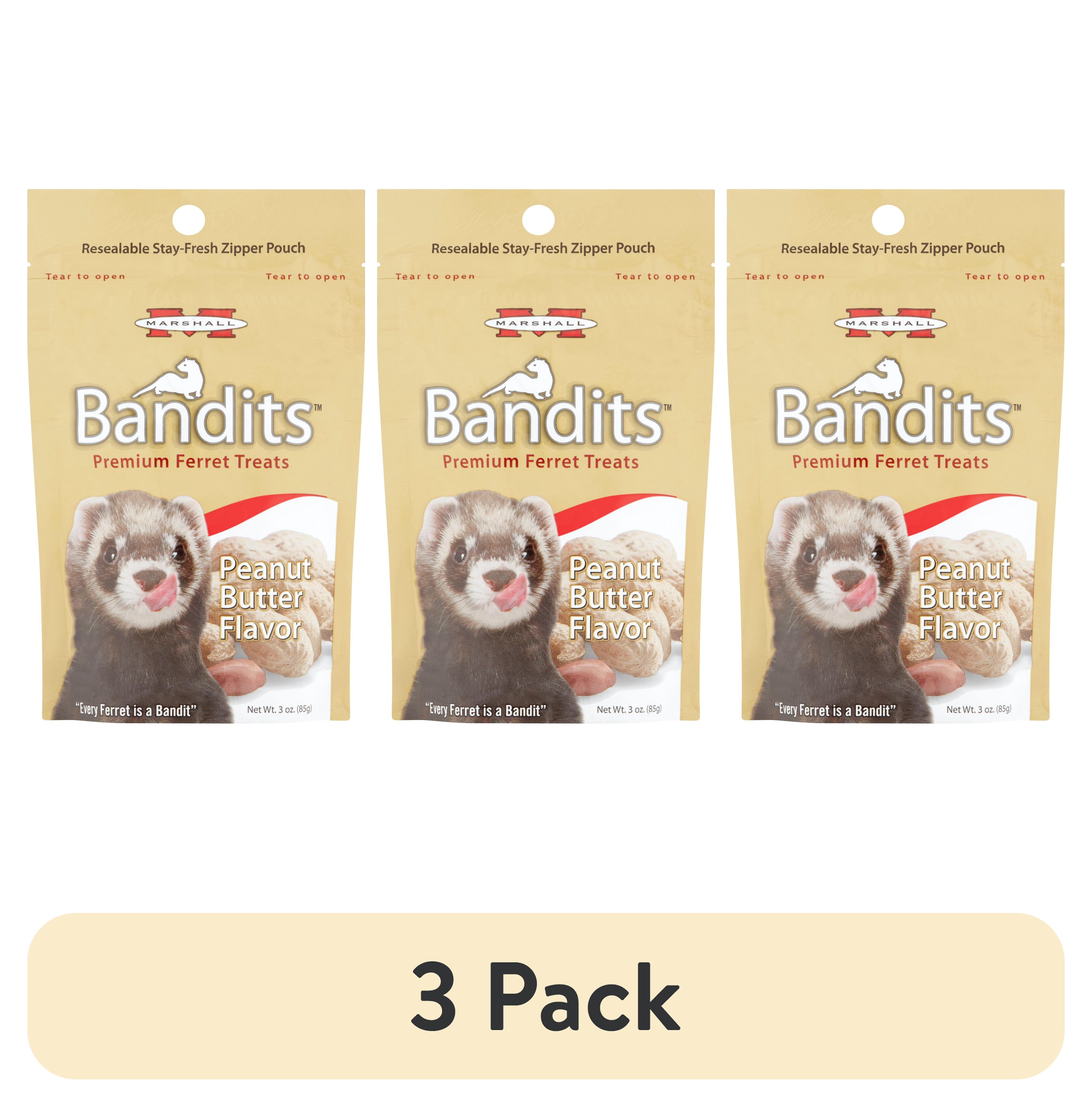 (3 pack) Marshall Bandits Premium Ferret Treats - Peanut Butter Flavor (3 oz)