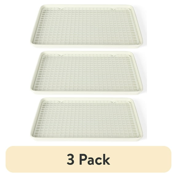 (3 pack) Martha Stewart Large Nonstick Cookie Baking Sheet Pan with Cooling Wire Rack, Linen