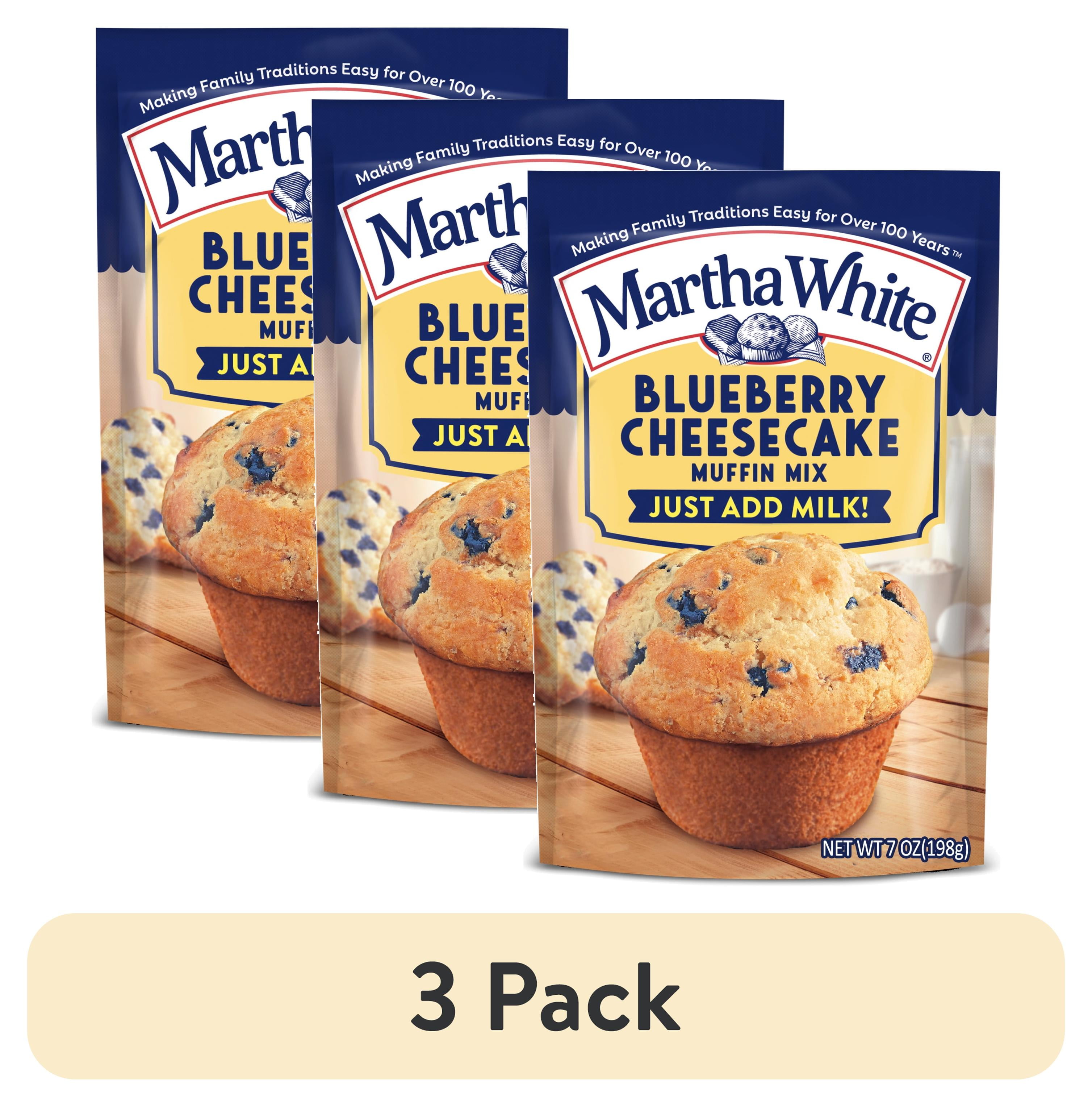 (3 pack) Martha White Blueberry Cheesecake Muffin Mix, 7 oz Bag