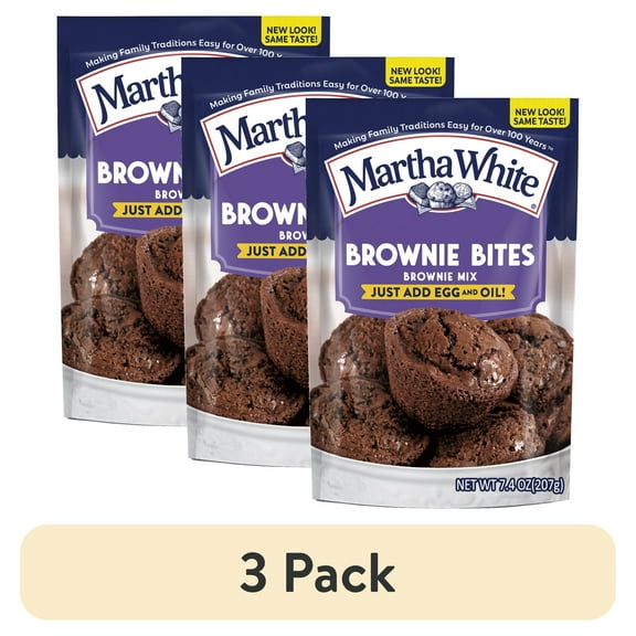 (3 pack) Martha White Brownie Bites Brownie Mix, 7.4 oz Bag