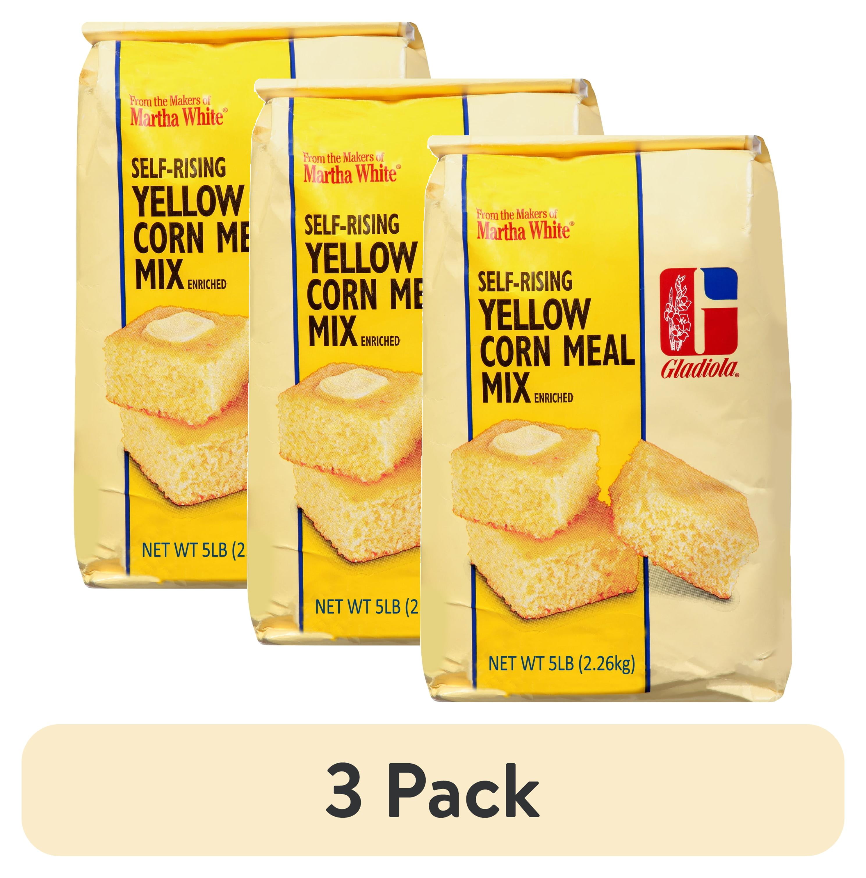 (3 pack) Martha White Gladiola Self Rising Yellow Corn Meal Mix, 5 Lb Bag