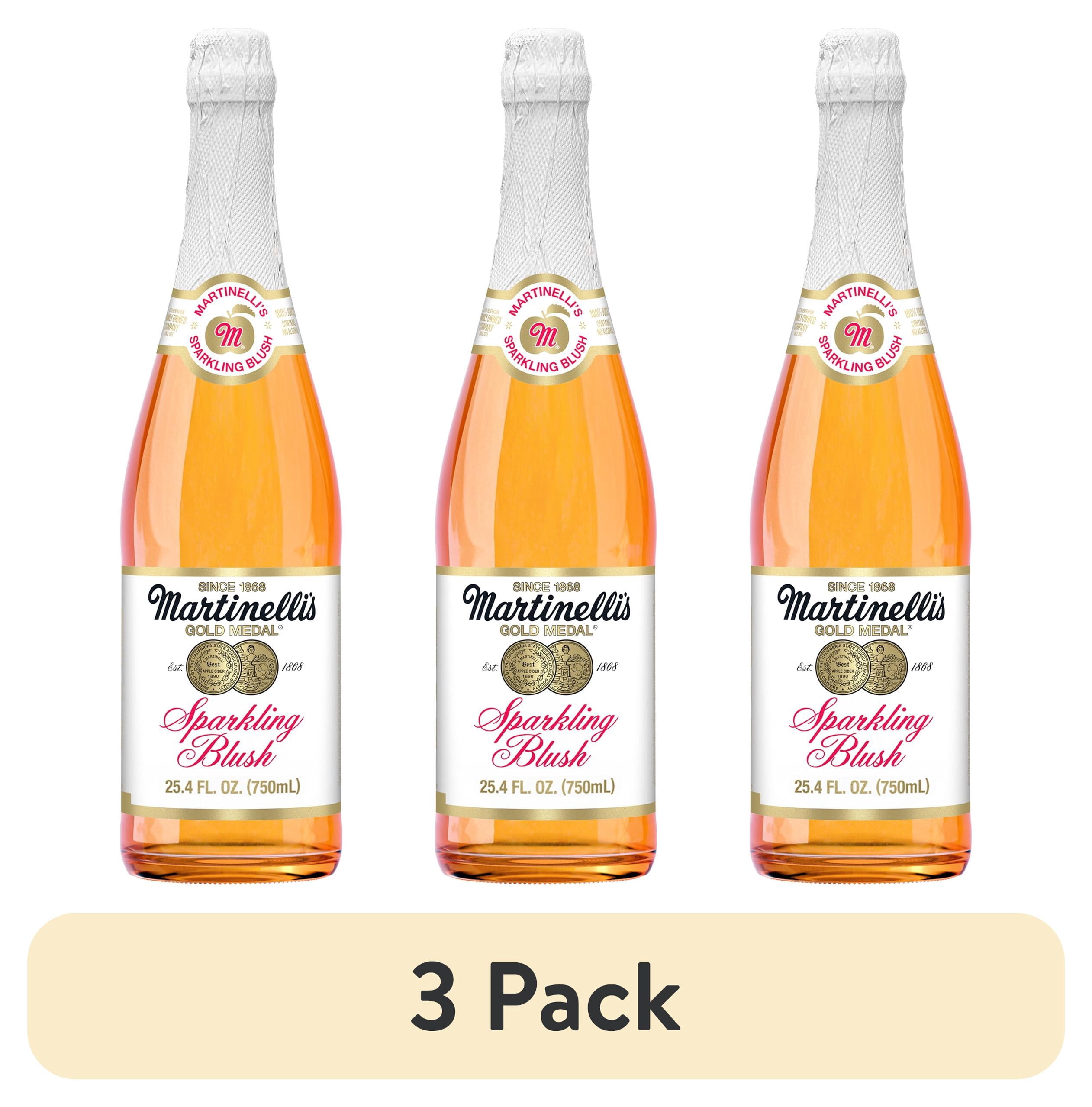 (3 pack) Martinelli's Sparkling Blush, 25.4 fl oz Glass Bottle