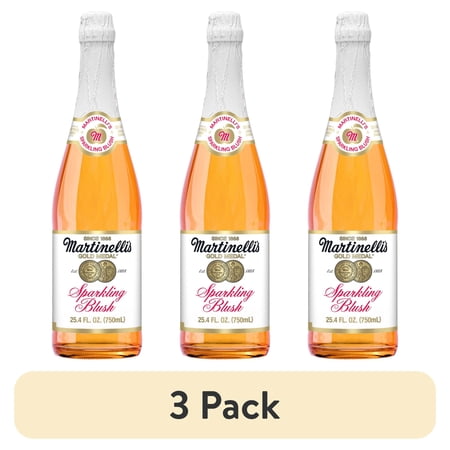 (3 pack) Martinelli's Sparkling Blush, 25.4 fl oz Glass Bottle