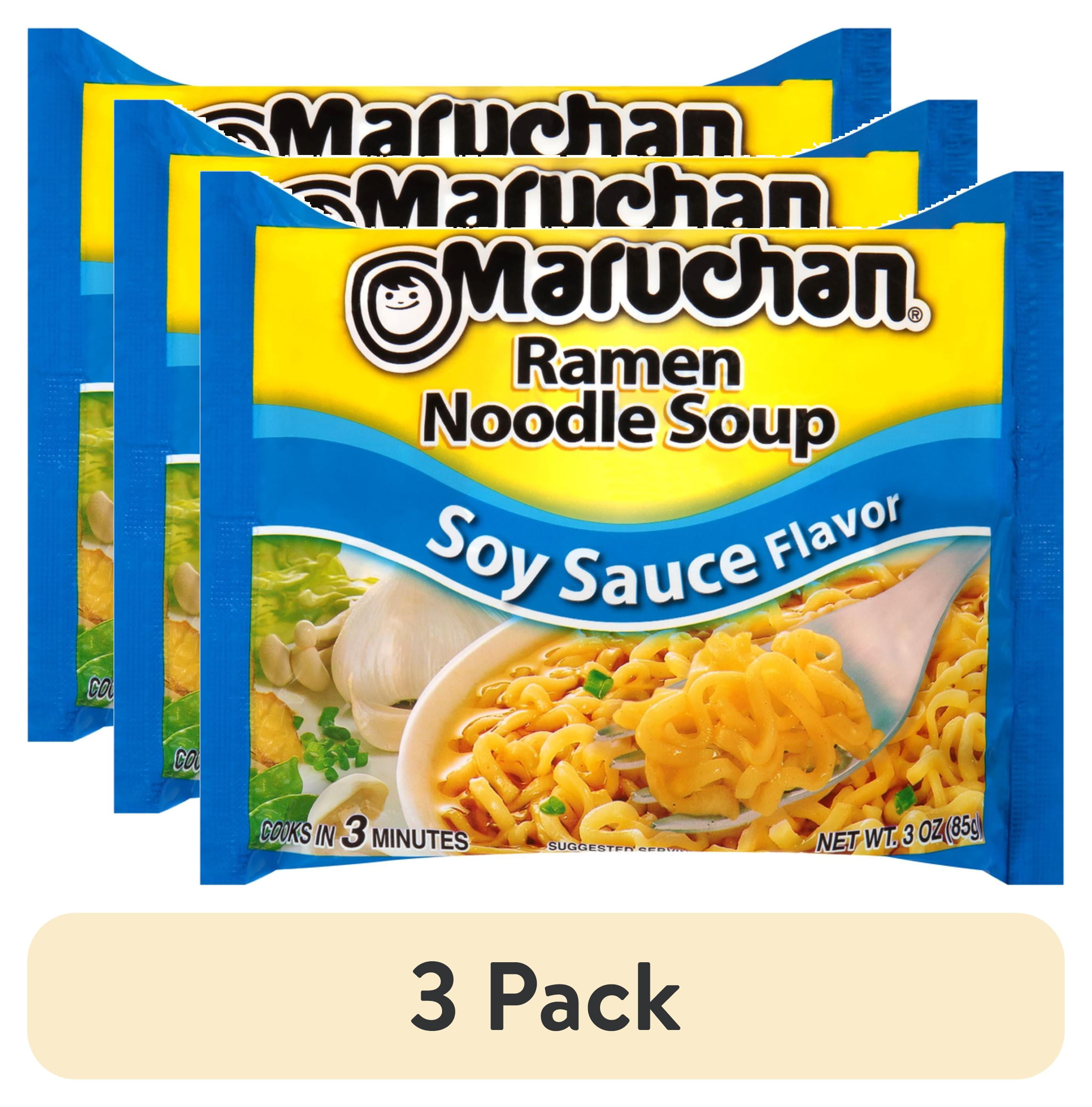 (3 pack) Maruchan Ramen Noodle Soup, Soy Sauce Flavor Instant Noodles, Shelf Stable, 3 oz Package