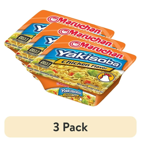 (3 pack) Maruchan Yakisoba Chicken Flavor Noodles, 4 oz Shelf Stable Package