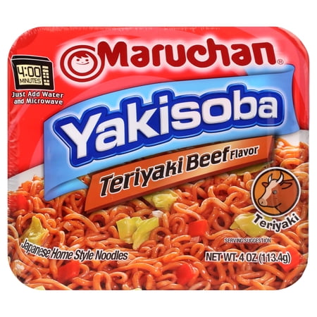 (3 pack) Maruchan Yakisoba Teriyaki Beef Flavor Noodles, 4 oz Shelf Stable Package