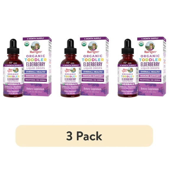 (3 pack) MaryRuth's Elderberry Liquid Drops for Toddlers Ages 1 to 3, USDA Organic Herbal Supplement, Immune Support, Overall Health, Vegan, Unisex, 1 fl oz