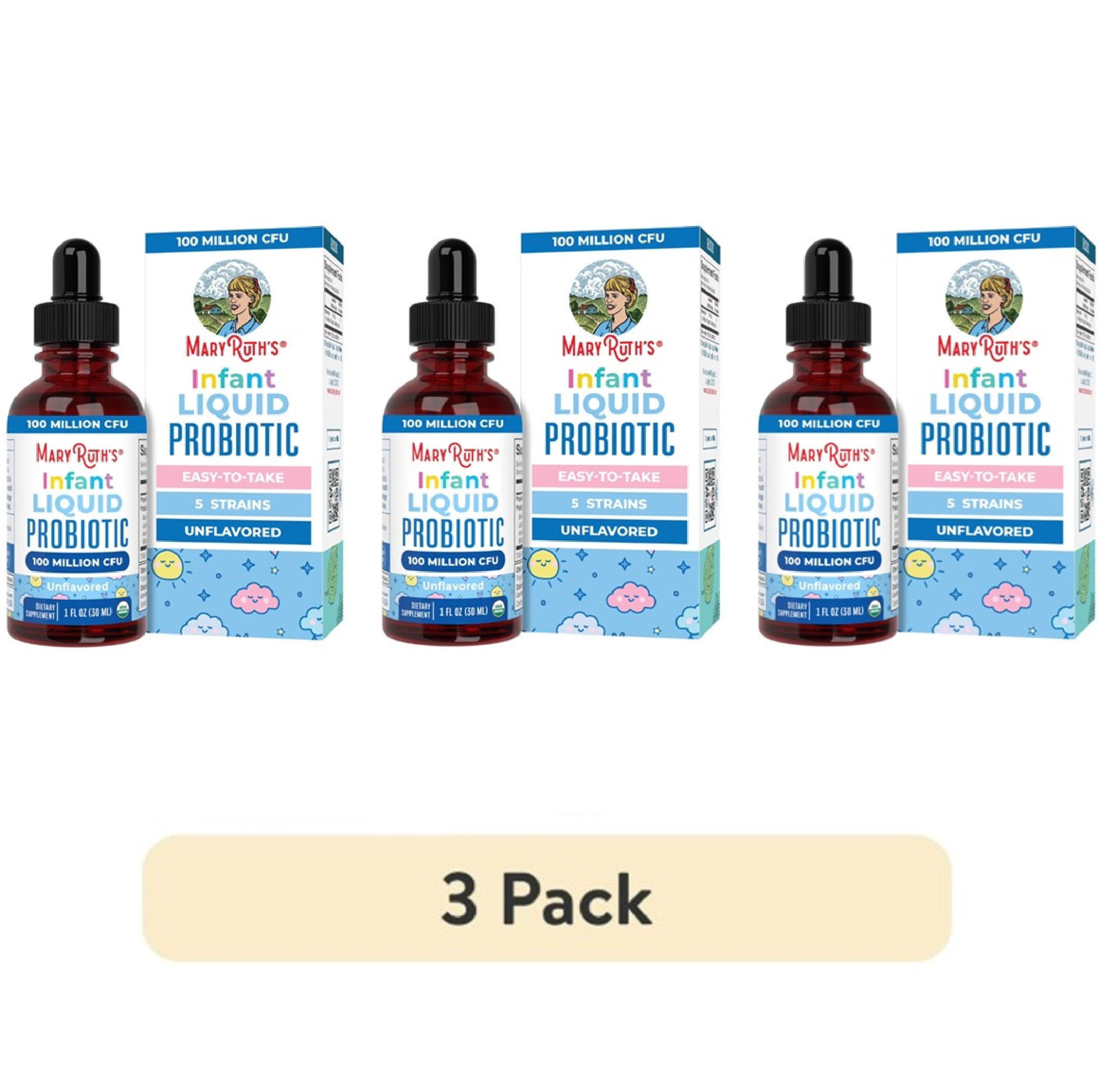 (3 pack) MaryRuth's Organic Infant Liquid Probiotic Drops, 100 Million CFU, 125 Servings, Dairy-Free, Gluten-Free, Vegan, 1 oz