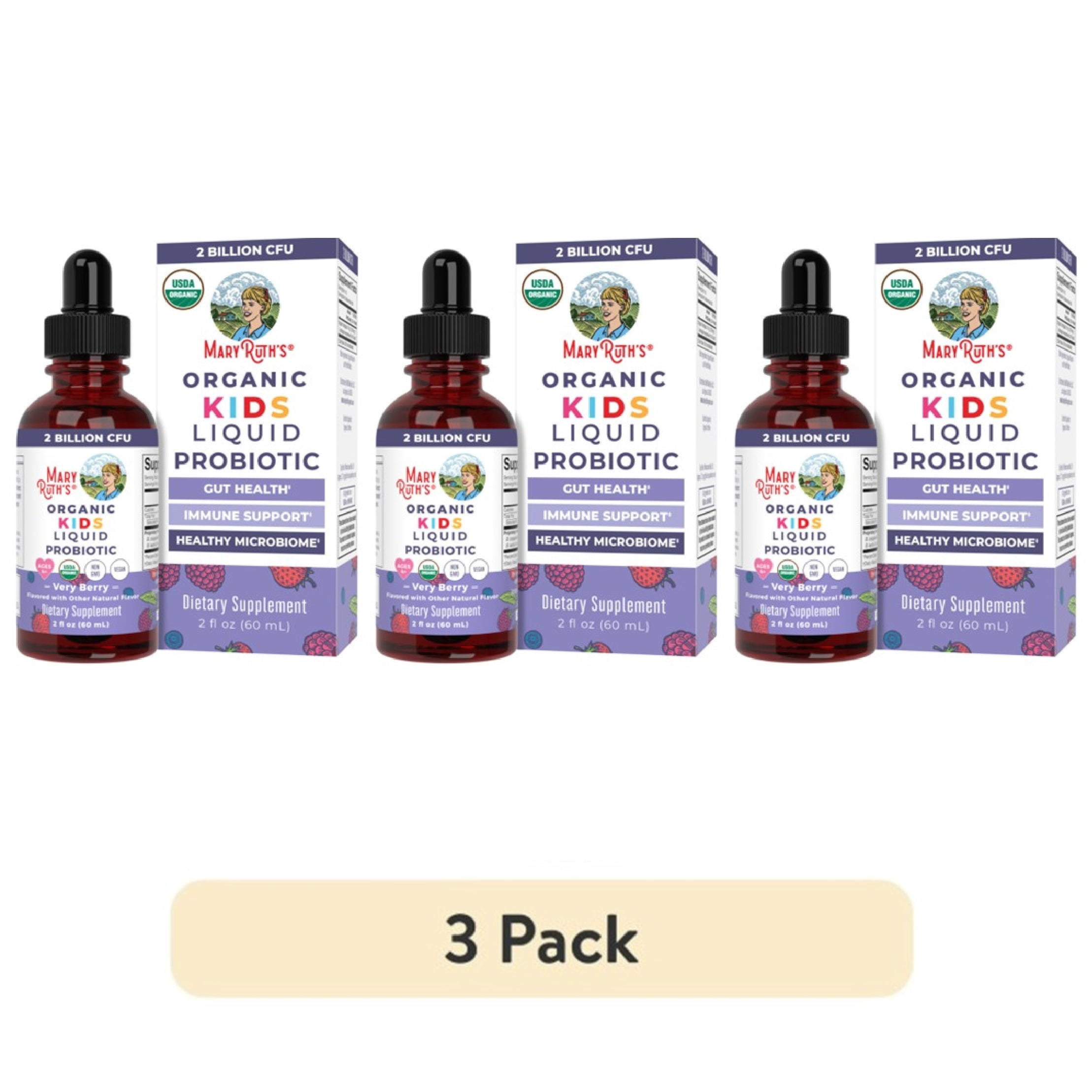 (3 pack) MaryRuth's Kids Probiotic Drops Very Berry Flavor Vegan Digestive Health Ages 4+ 1-Count 2 fl oz