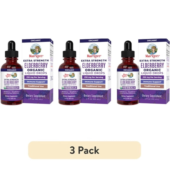 (3 pack) MaryRuth's Liquid Elderberry Tincture Drops, USDA Organic , Non-GMO, Vegan, Unisex, Ages 1+, 2 fl oz