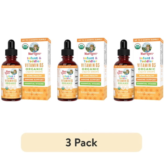 (3 pack) MaryRuth's Vitamin D3 Liquid Drops Supplement for Infant & Toddler, USDA Organic, Olive Oil Infused, Vegan, Gluten Free, Sugar Free, 0.5 fl oz