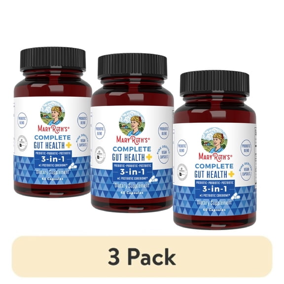(3 pack) MaryRuth's 3-in-1 Complete Gut Health SCFA Butyrate Capsules Vegan Dairy-Free for Digestive Health, Unisex, Adults Ages 18+, 60 Count