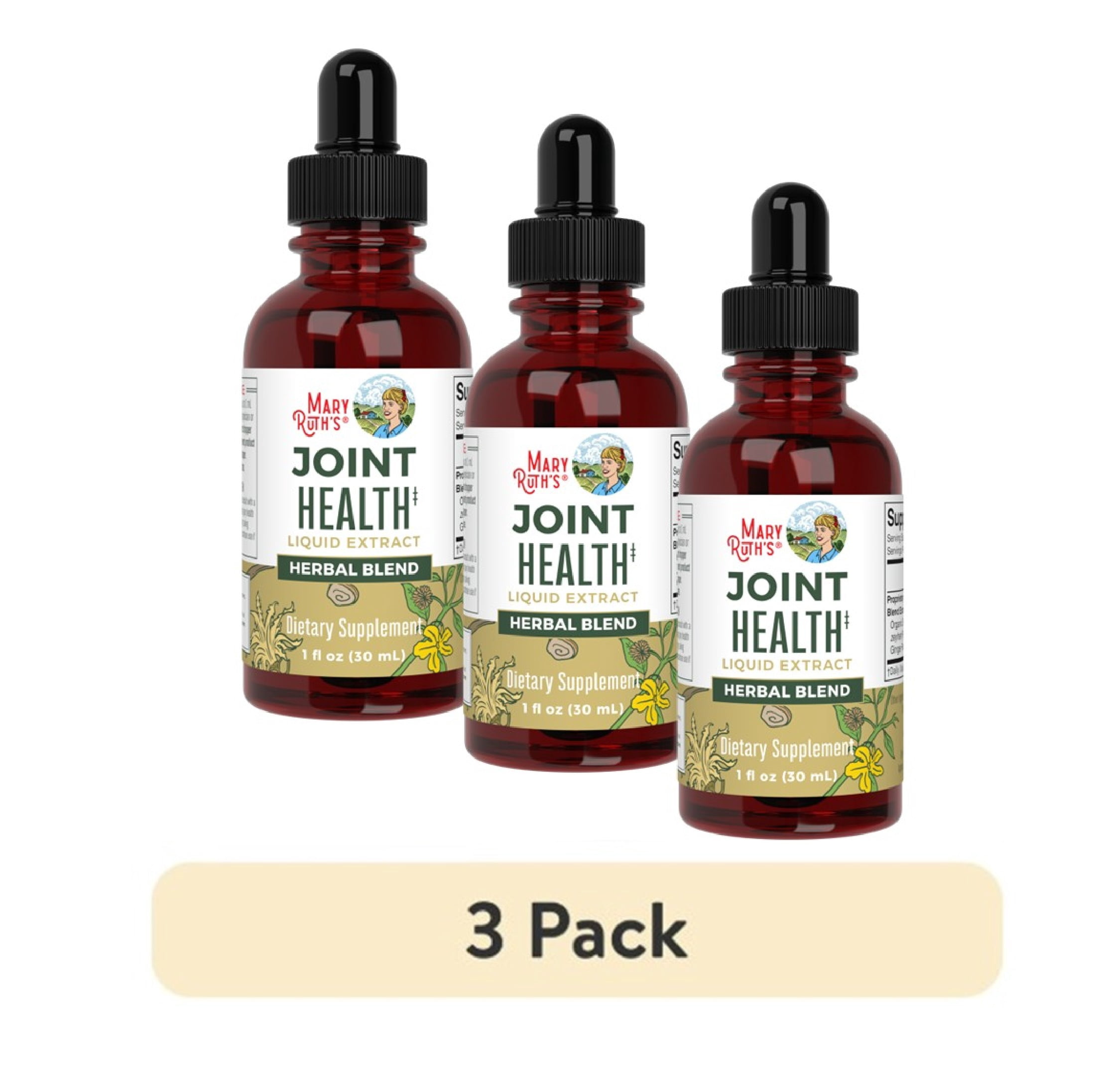 (3 pack) MaryRuth's Alcohol-Free Herbal Tincture Drops with Claw Bark, Organic Ginger Root, and Organic Licorice, Unisex, 1 fl oz