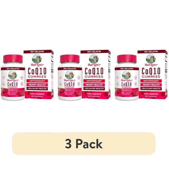(3 pack) MaryRuth's CoQ10 Vegan Antioxidant Metabolism Gummies Raspberry, Adult, 60 Count