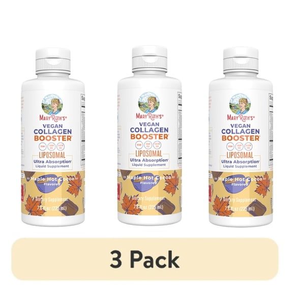 (3 pack) MaryRuth's Collagen Booster Liposomal Vitamin C, E, Zinc, Copper, Maple Hot Cocoa Flavor, Vegan, Adults, Unisex, 1-Count, 7.6 fl oz (225 mL)