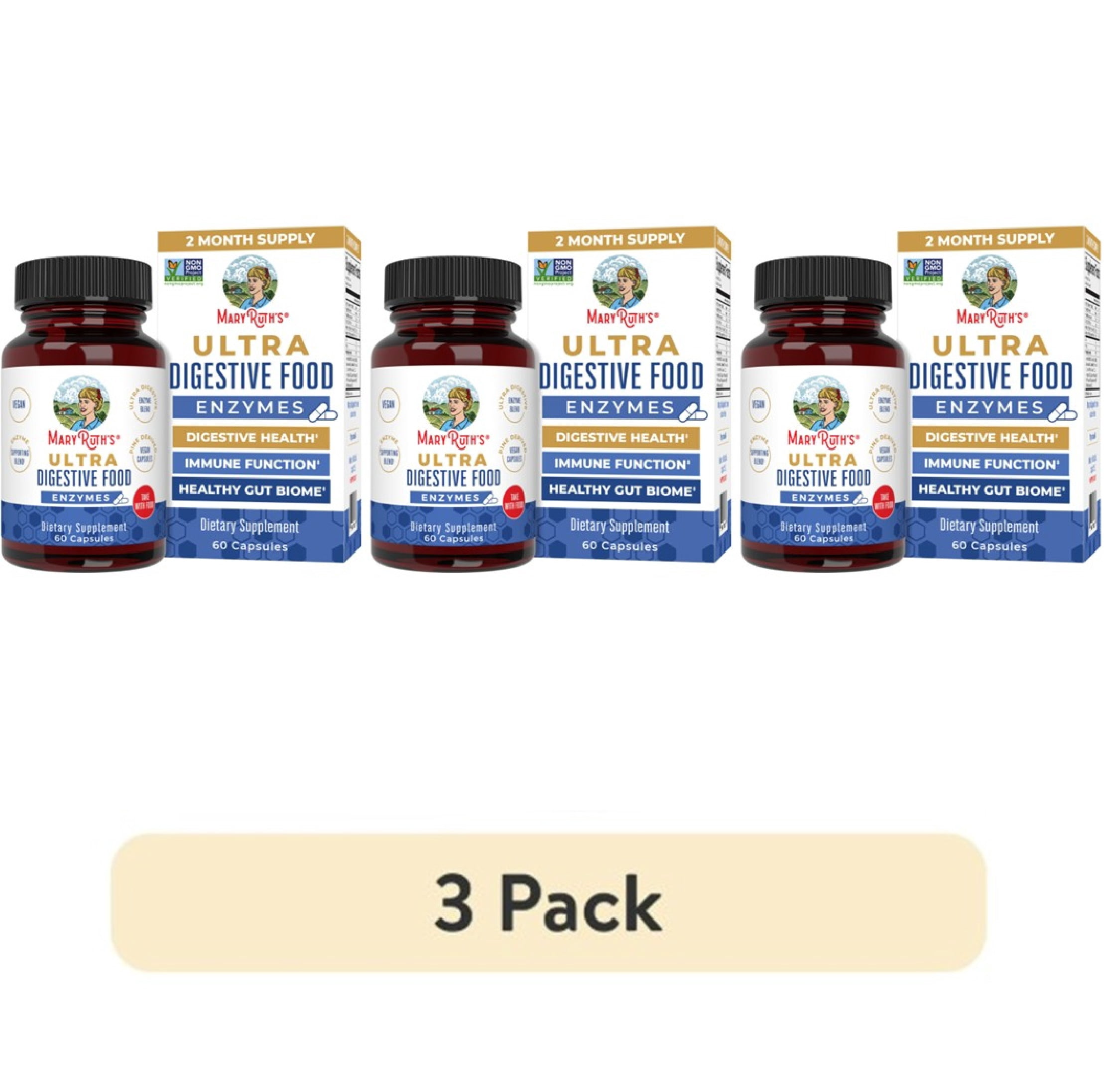 (3 pack) MaryRuth's Digestive Enzymes Advanced Complex, Dietary Supplement, Adults, 60 Capsules