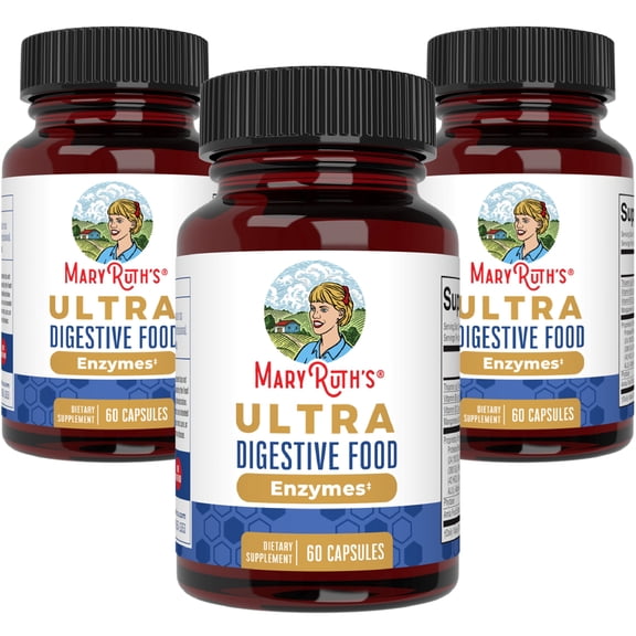 (3 pack) MaryRuth's Digestive Enzymes Advanced Complex, Dietary Supplement, Adults, 60 Capsules