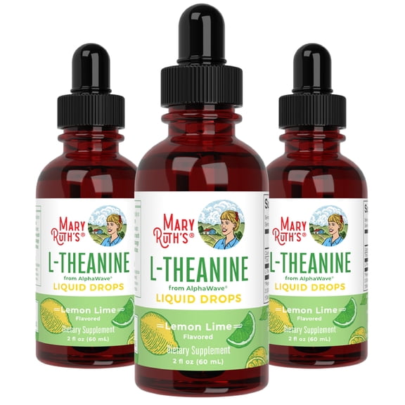 (3 pack) MaryRuth's L-Theanine 200mg Liquid Drops Stress Relief Vegan Supplement Unisex 30 Servings 2 fl. oz.