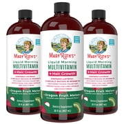 3 pack MaryRuths Liquid Morning Multivitamin + Hair Growth with Lustriva for Thicker Hair, Reduced Wrinkles, Dragonfruit Melon, Adults Ages 18+ 30 fl oz