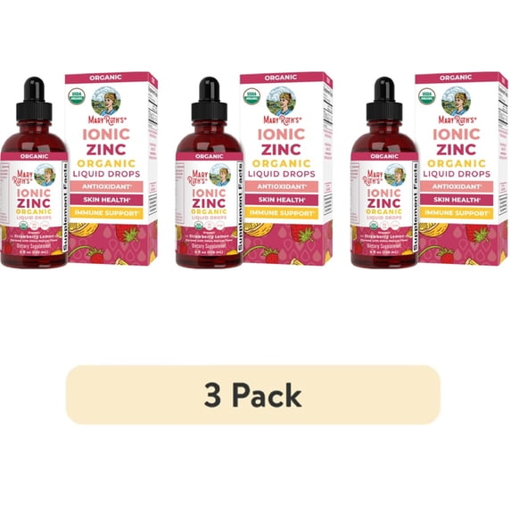 (3 pack) MaryRuth's Liquid Zinc Supplement for Immunity Support, Strawberry Lemon, Unisex, 4 Fl Oz Non-GMO