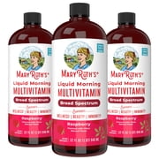 (3 pack) MaryRuth's Morning Multivitamin Liquid, Raspberry Flavor, Vegan, Non-GMO, Unisex, with Vitamins C and D, 1 Count, 32 fl oz