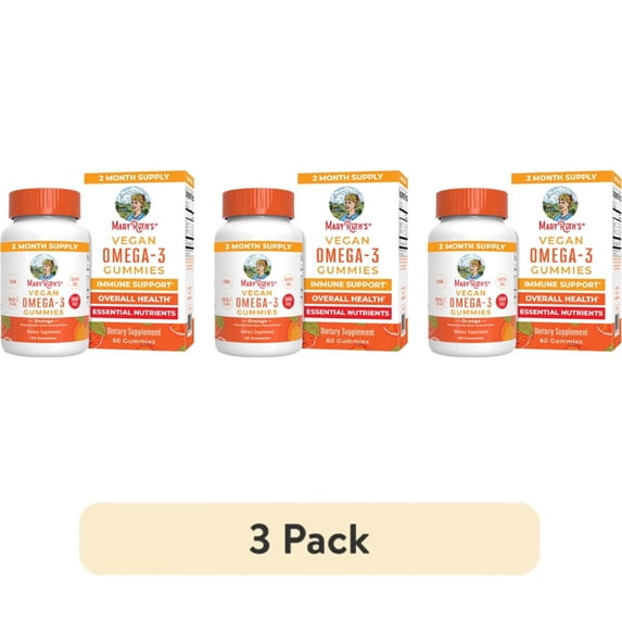 (3 pack) MaryRuth's Omega-3 Gummies Vegan Immune Support Overall Health 60 Count