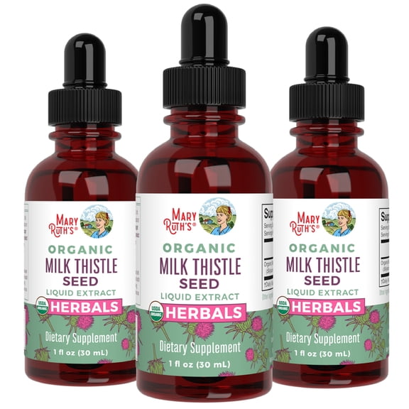 (3 pack) MaryRuth's Milk Thistle Seed Liquid Extract Drops Herbal Supplement | Silybum marianum | Vegan | USDA Organic | Non-GMO | Unisex | 1 fl oz