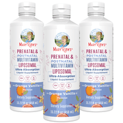 3 pack MaryRuths Prenatal & Postnatal Multivitamin Liposomal, Adults, Vegan, Non-GMO, Orange Vanilla Flavor, 15.22 fl oz