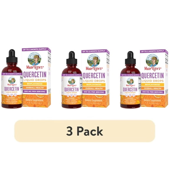 (3 pack) MaryRuth's Quercetin Liquid Drops Herbal Supplement, Lemon-Flavored, 500mg, Vegan, Dairy-Free, Gluten-Free, Unisex, 1-Count, 4 fl oz