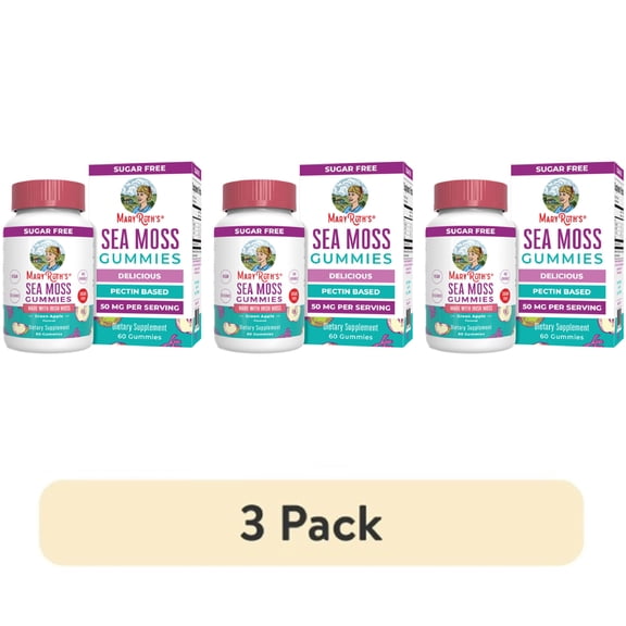 (3 pack) MaryRuth's Sea Moss Gummies Vegan Green Apple Flavor Gut Health Immune Support, Ages 4+, 60 Count