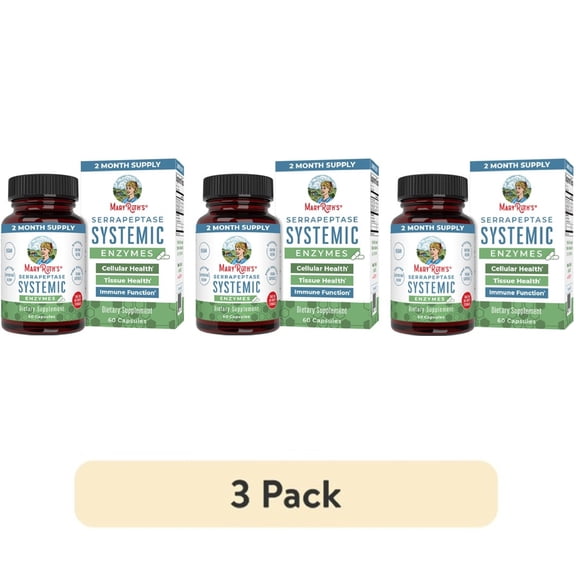 (3 pack) MaryRuth's Serrapeptase Enzyme Blend Dietary Supplement Vegan Capsules 60 Count