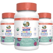 3 pack MaryRuths Toddler Multivitamin Gummies & Postbiotics Ages 2-3 USDA Organic Immune Support Overall Health Vegan Non-GMO Mixed Berry & Cherry 60 Count