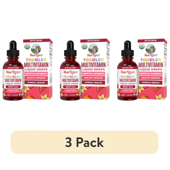 (3 pack) MaryRuth's Toddler Multivitamin Liquid Drops, Organic, 1 fl oz