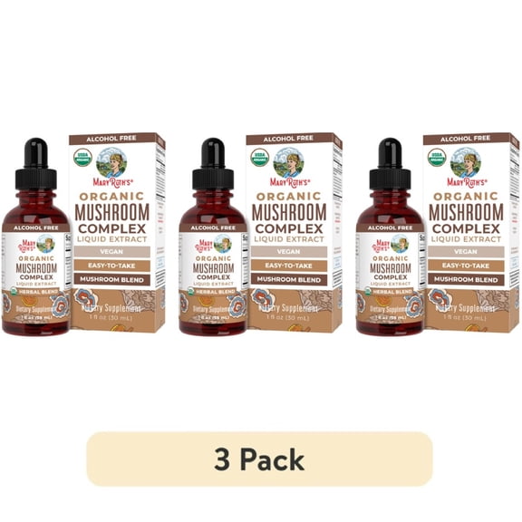 (3 pack) MaryRuth's USDA Organic Mushroom Complex Tincture, Unique Blend, 30 Servings