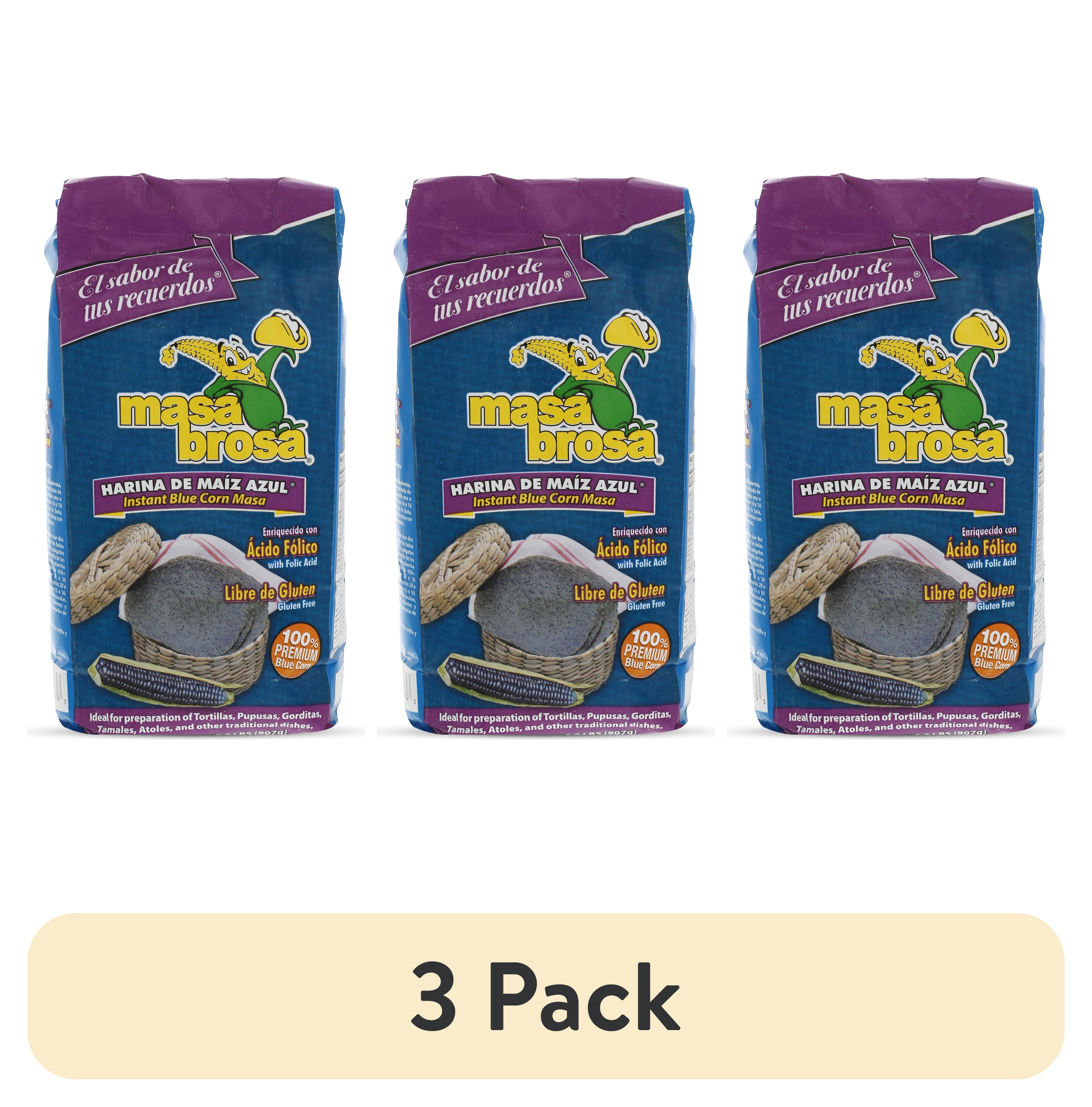 3 pack) Masa Brosa Instant Blue Corn Flour Mix, 2 lbs, Gluten-Free