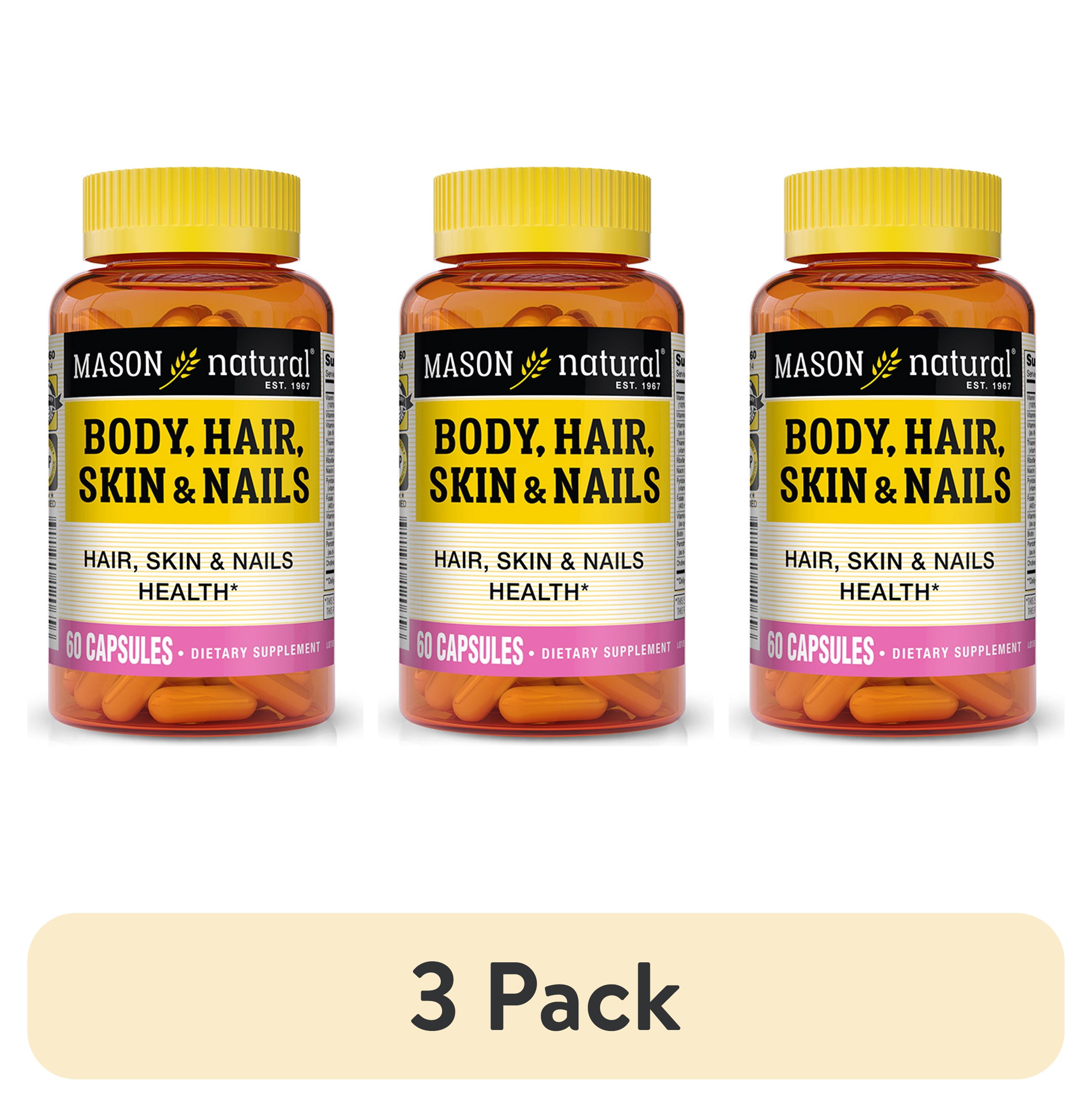 (3 pack) Mason Natural Body, Hair, Skin &amp; Nails Multivitamin Supplements, 60 Capsules