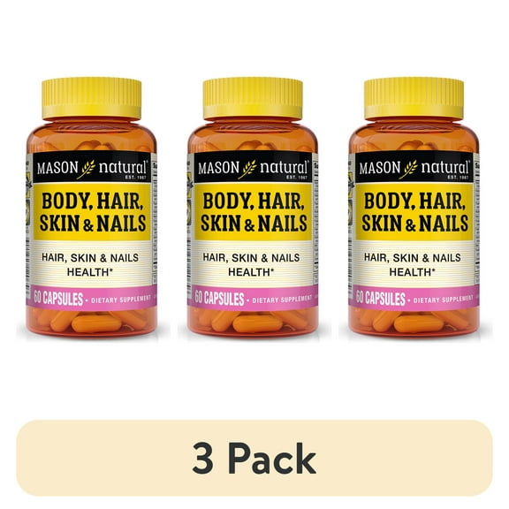 (3 pack) Mason Natural Body, Hair, Skin & Nails Multivitamin Supplements, 60 Capsules