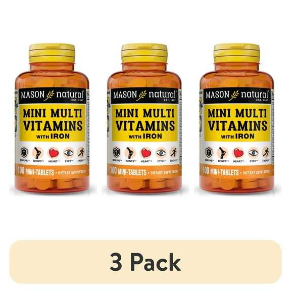 (3 pack) Mason Natural Daily Mini Multivitamin, 100 Tablets